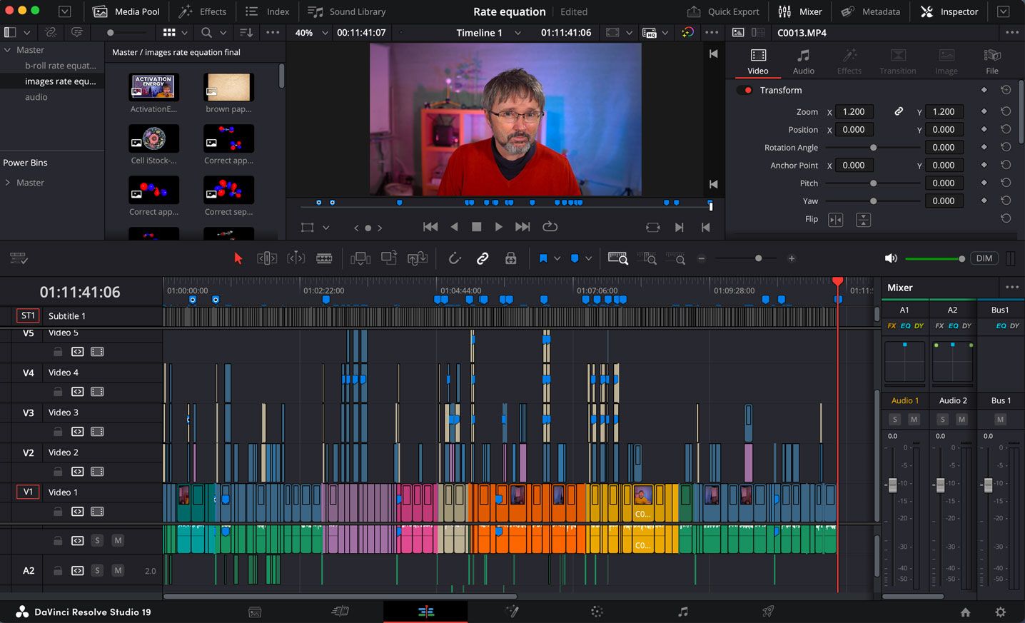 A screenshot of DaVinci Resolve editing.